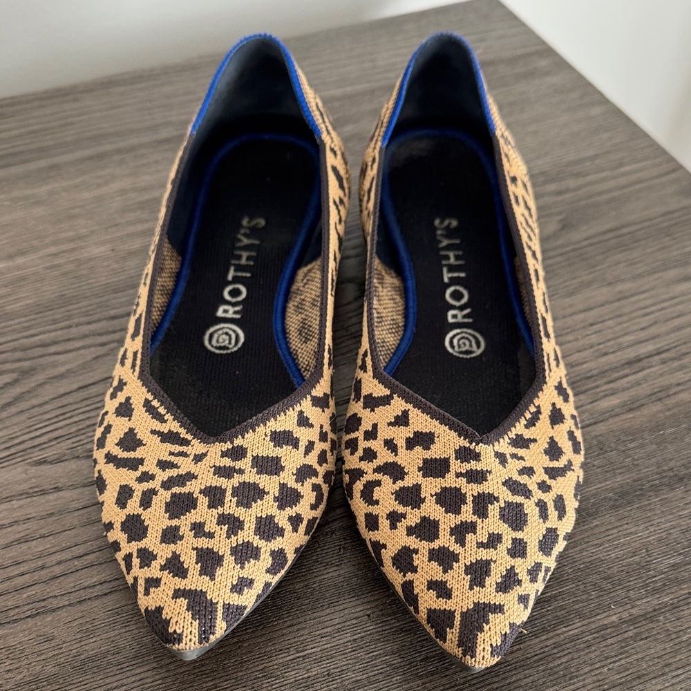 Rothy's Tan and Black Leopard Flats
